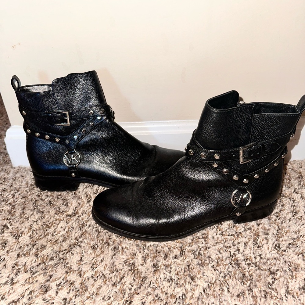 Michael Kors Black Studded Leather Boots